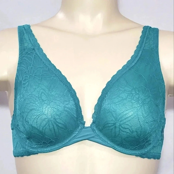 36D Xhilaration Unlined T-Shirt Lace Underwire Bra Teal Green New with Tags - Picture 1 of 6